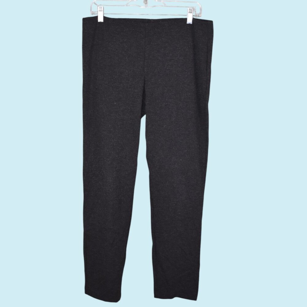 Eileen Fisher Pants Women's Size Medium Heathered Black Ankle Mid Rise Knit